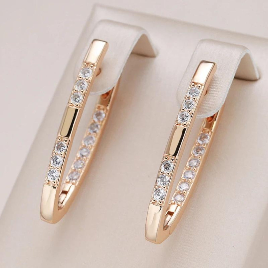 Elegant Gold-Tone Earrings with Zirconia Accents