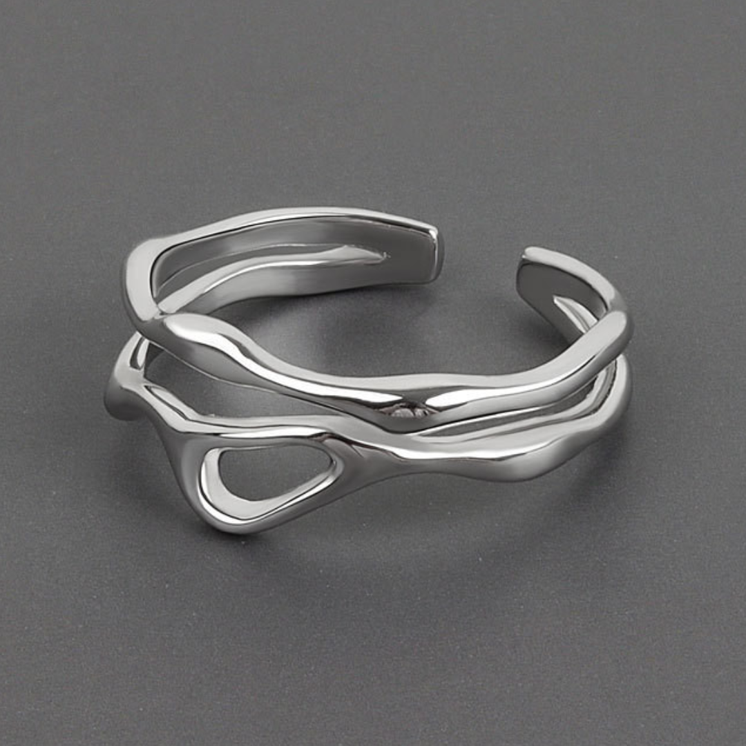 Adjustable Silver-Tone ring in tree branch shape