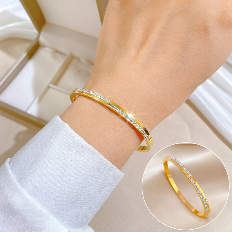Aera Gold-Tone glass stone Rigid Bracelet