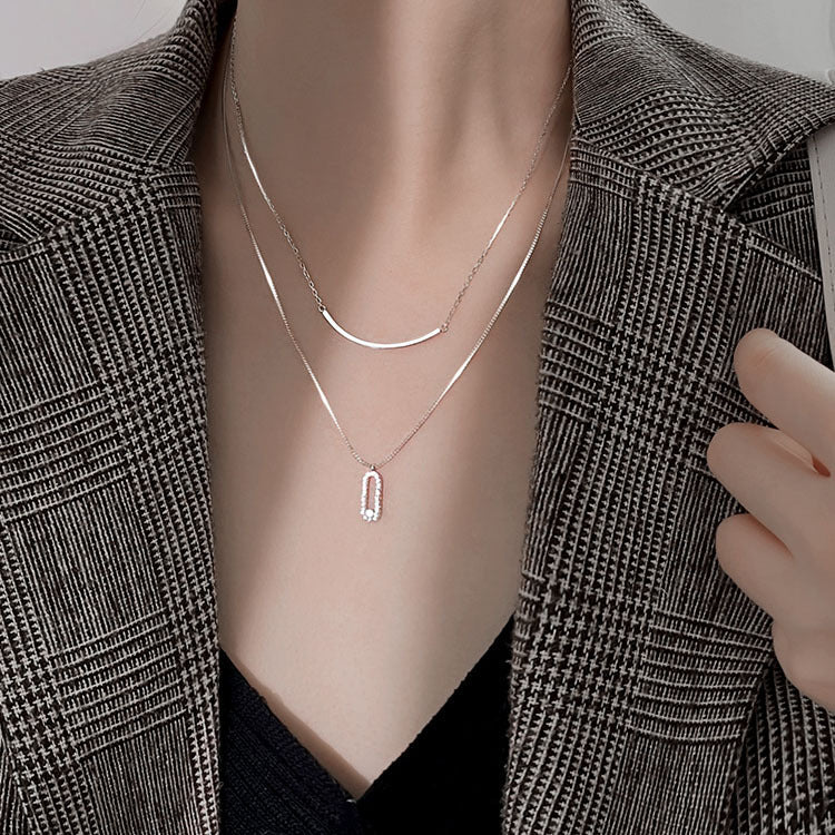 Gia layered glass stone necklace