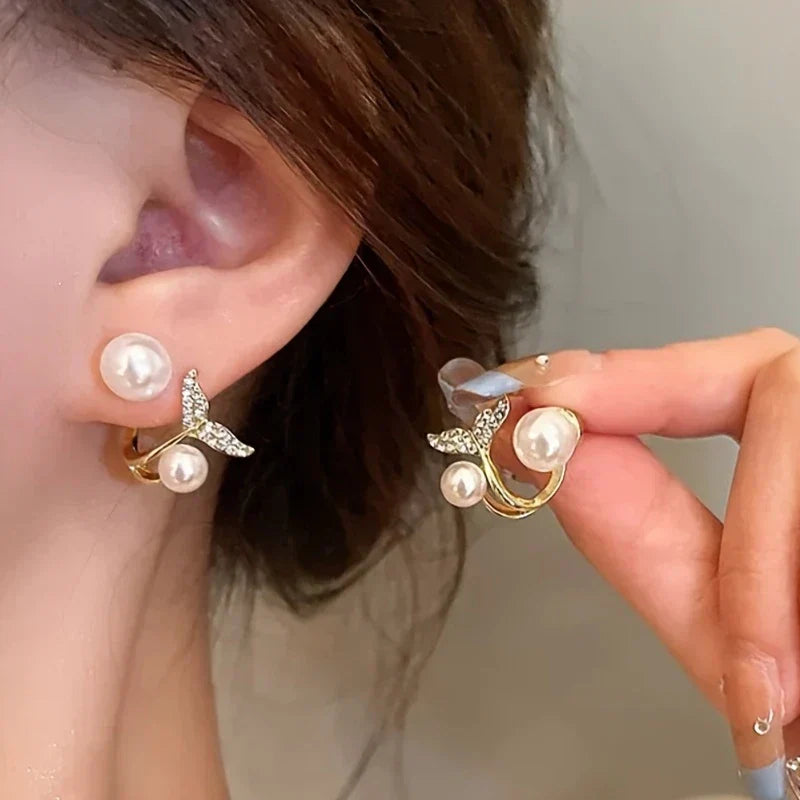 Elegant Mermaid Tail Earrings with bead-style