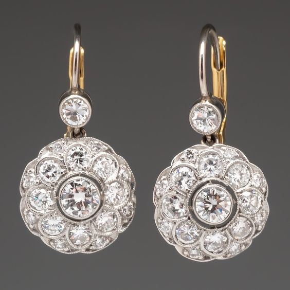 Vintage Rounded glass stone Mandala Earrings