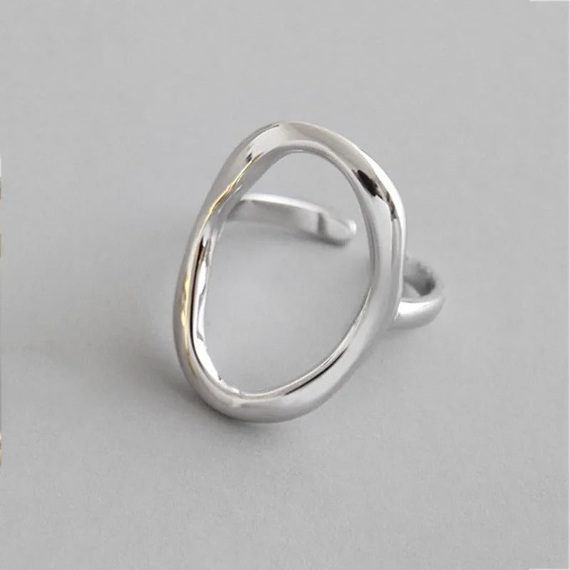 Adjustable Silver-Tone ring with irregular sphere shape