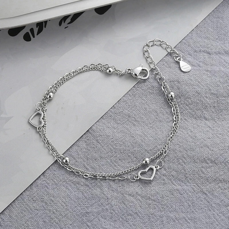 Fine Silver-Tone bracelet with heart