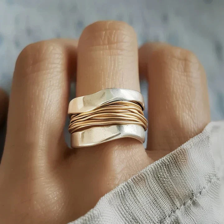 Gold-Tone Thread Silver Vintage Ring