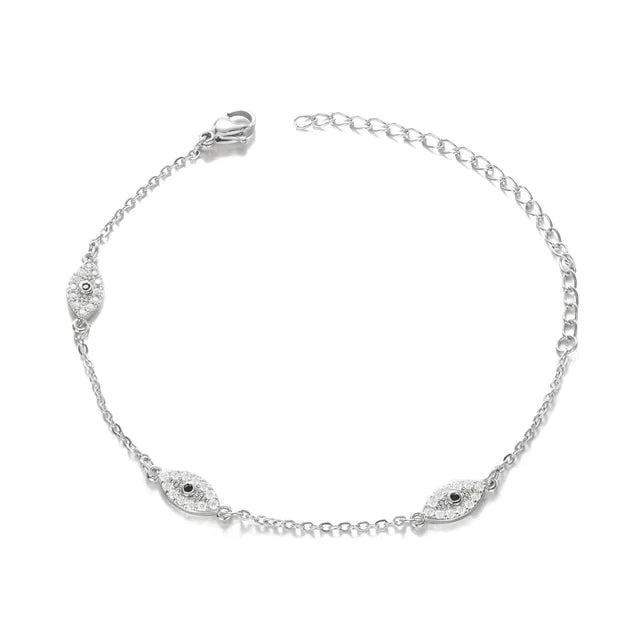 Evil Eye Bracelet with clear glass stone Accents