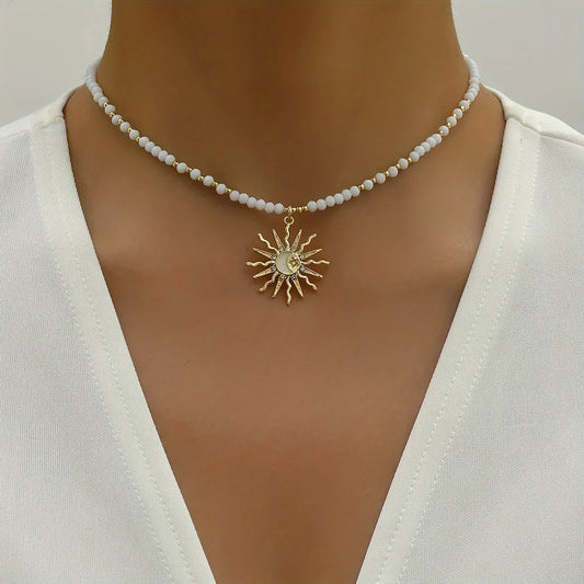 Waterproof Bohemian Style Gold-Tone Sun Necklace