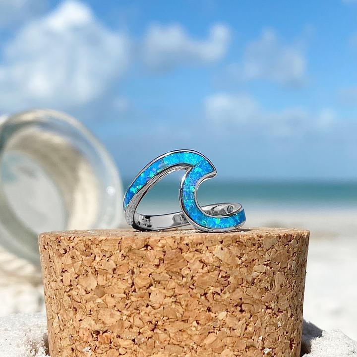 Silver and opal-style Sea Wave Ring