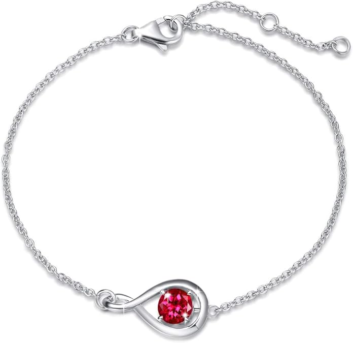 red stone-style Infinity Bracelet | White Gold-Tone
