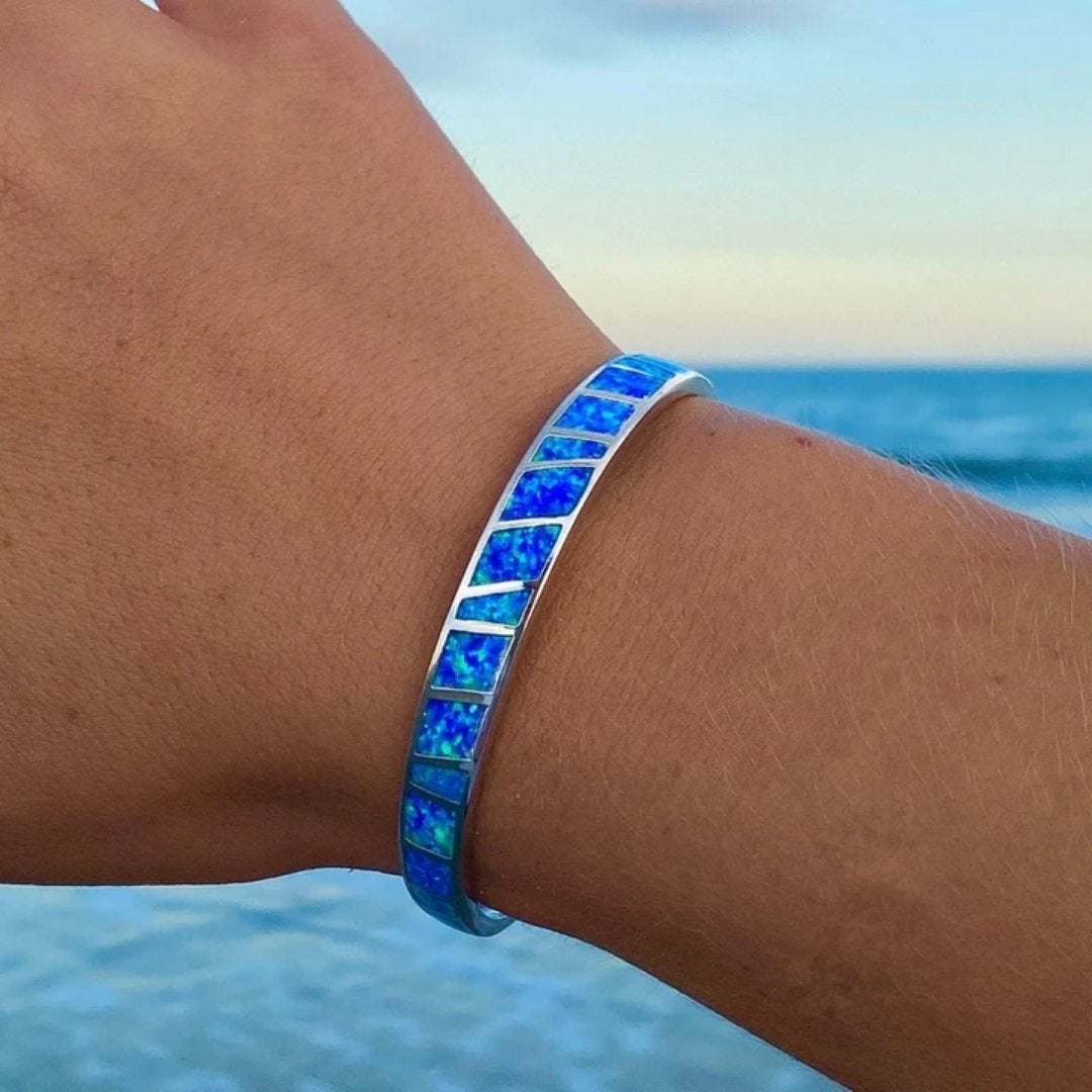 Blue opal-style and Silver Bracelet