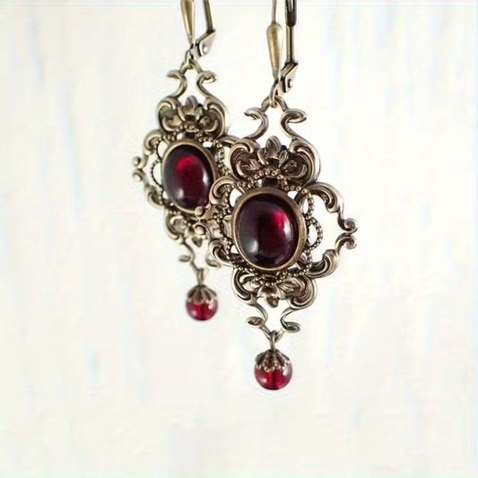 Red stone-style earrings