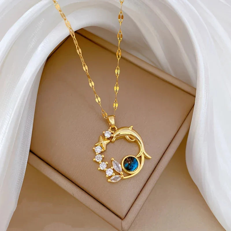 Elegant Necklace with Dolphin Star