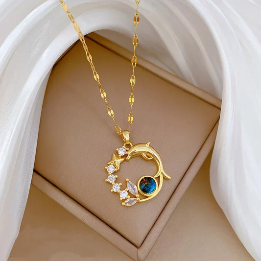 Elegant Necklace with Dolphin Star
