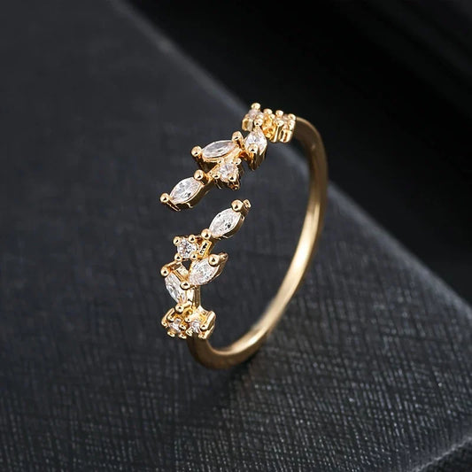 Gold-Tone Ring with Synthetic Zirconia Mosaic
