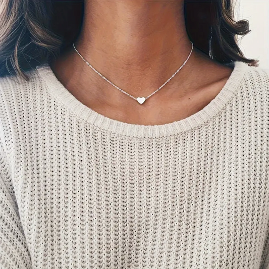 Silver and Gold-Tone Heart Pendant with Necklace