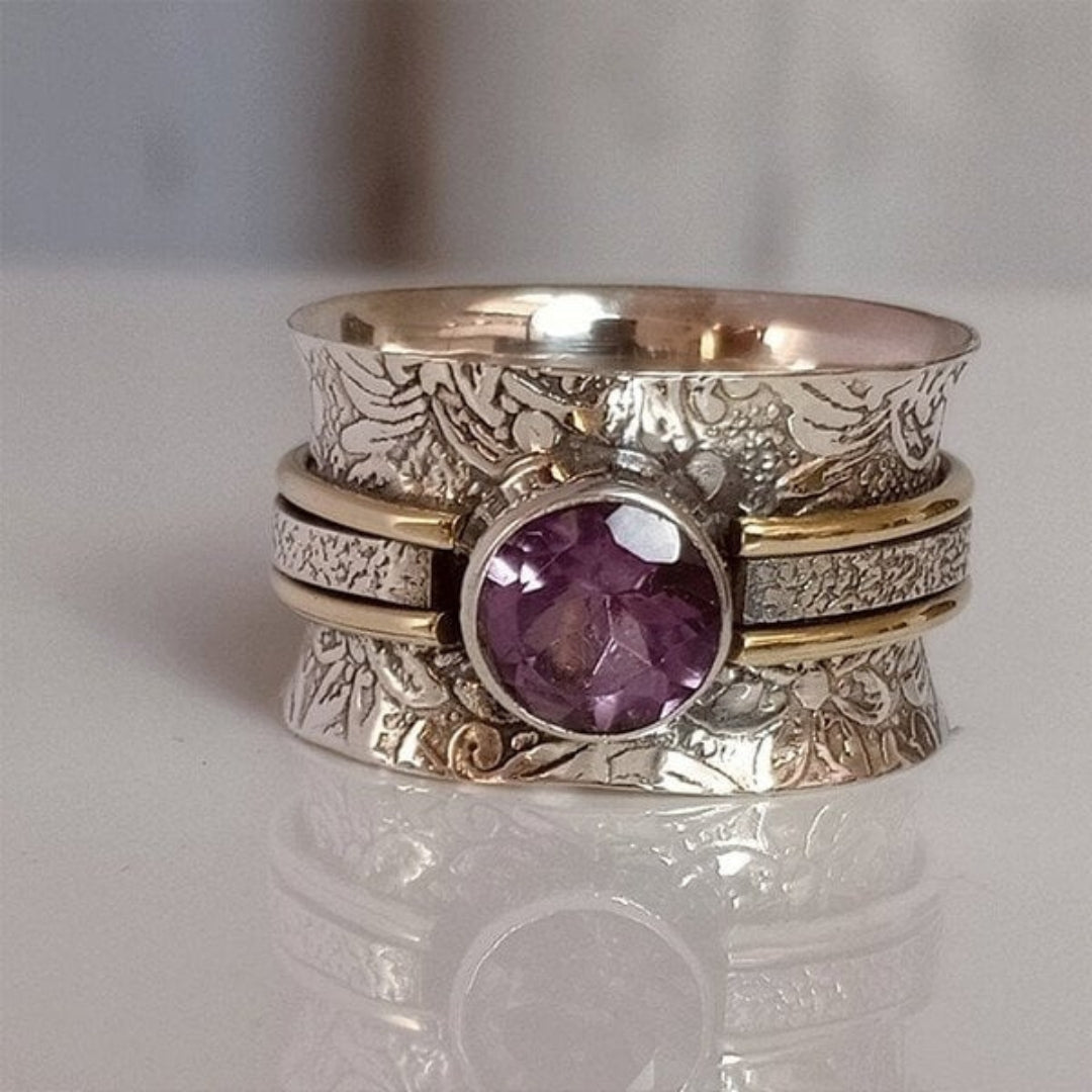 Bohemian glass stone ring for meditation