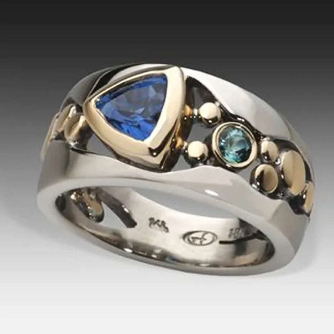 Vintage blue glass stone Ring