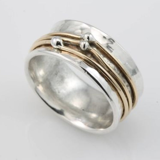 Vintage Silver Ring with Gold-Tone Layers