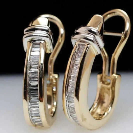 Vintage Gold-Tone and clear glass stone Earrings