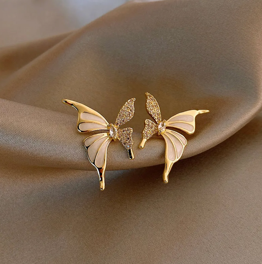 Gold-Plated Butterfly Stud Earrings