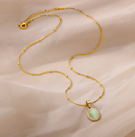 Gold-Plated Green Quartz Necklace