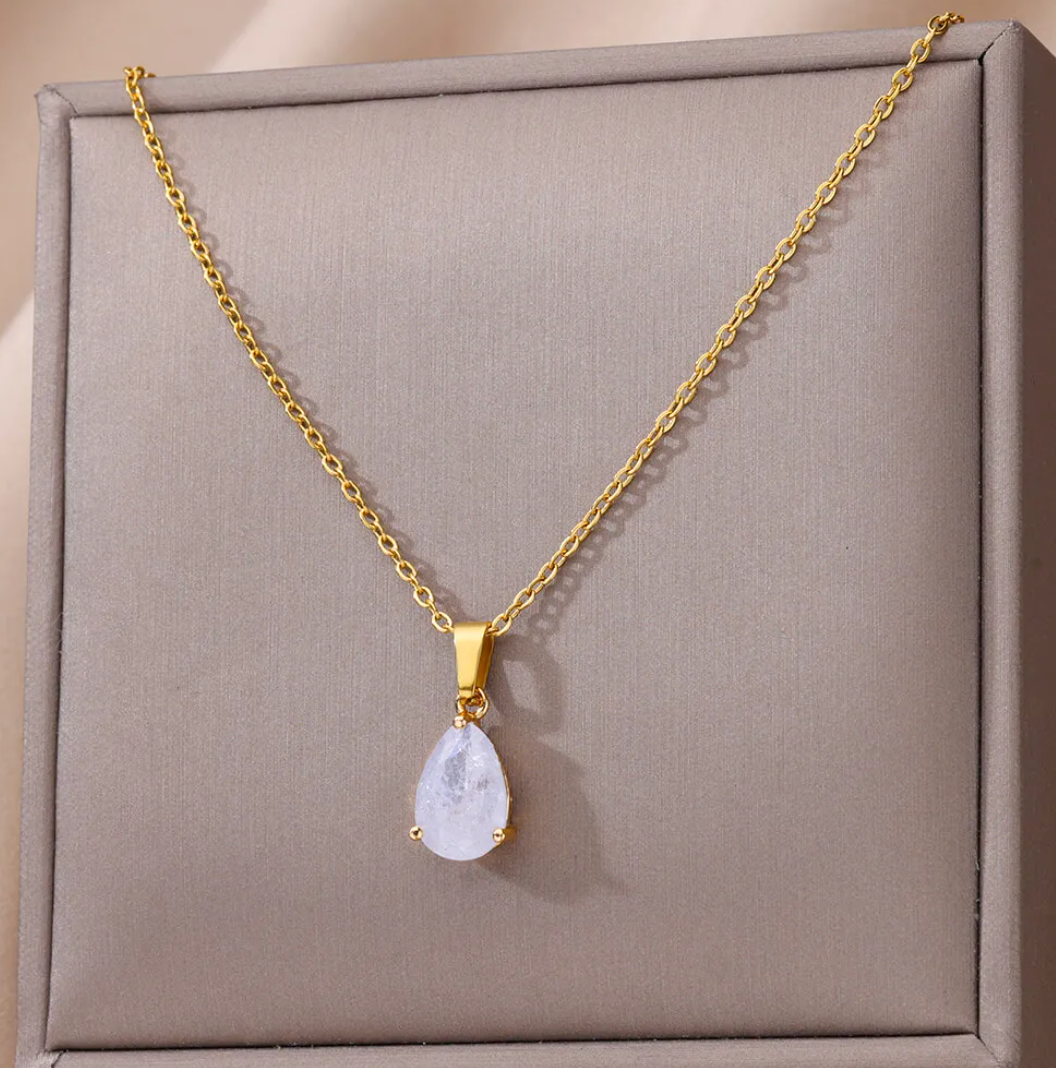Gold-Plated Necklace with glass stone Zodiac Stone