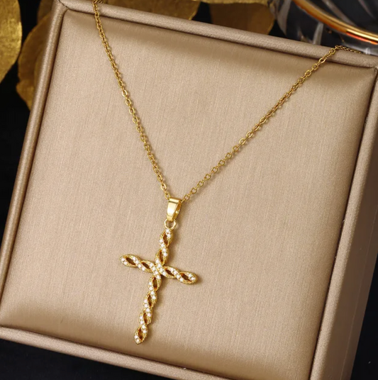 Gold-Plated Necklace with Interlocking Cross