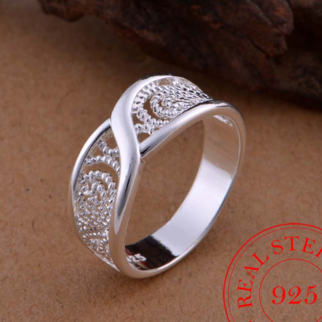 Silver-Tone ring with infinity engraving