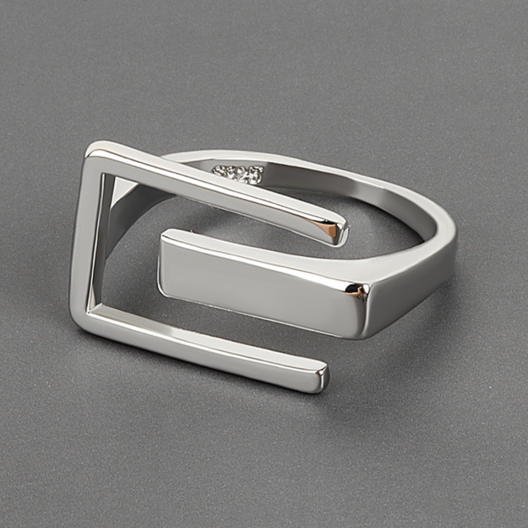 Adjustable modernist Silver-Tone ring