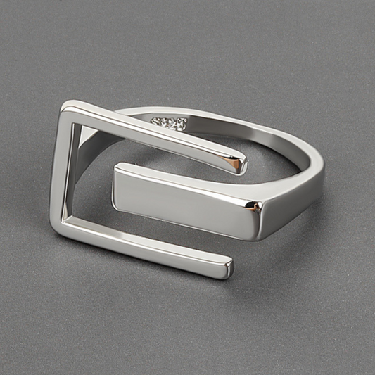 Adjustable modernist Silver-Tone ring