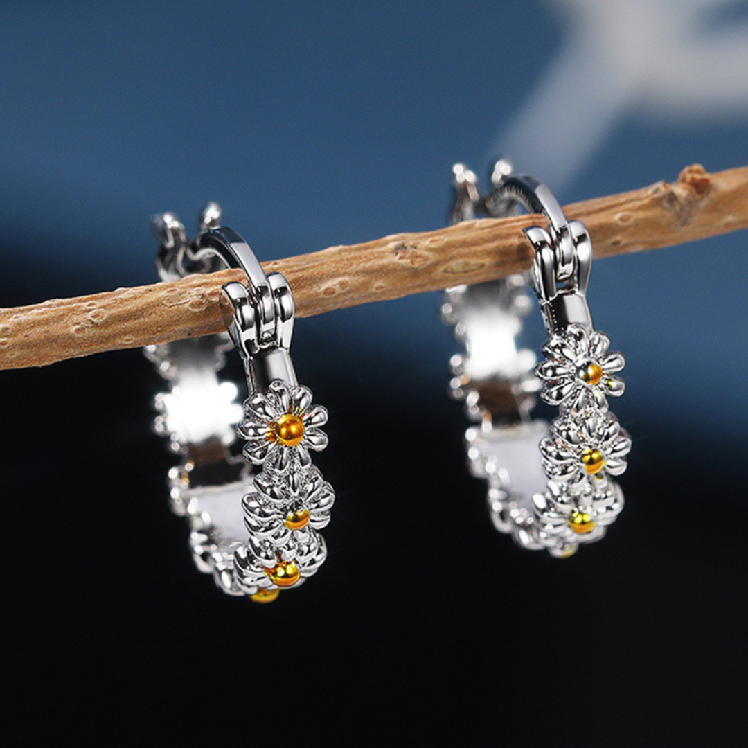 Silver-Tone daisy earrings