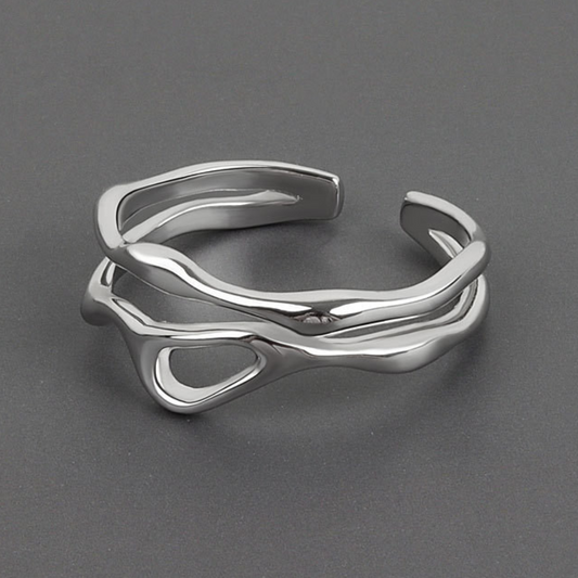 Adjustable Silver-Tone ring in tree branch shape