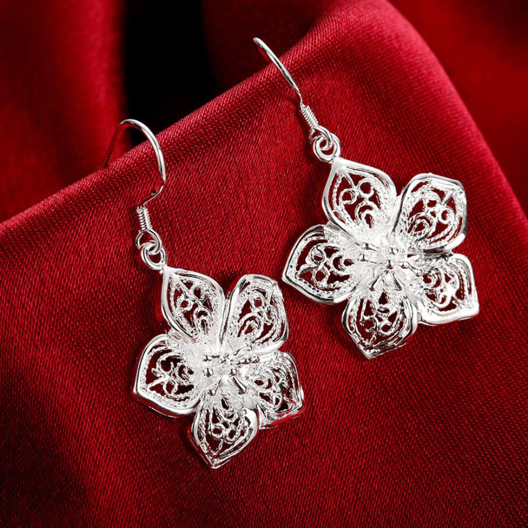 Silver-Tone floral earrings