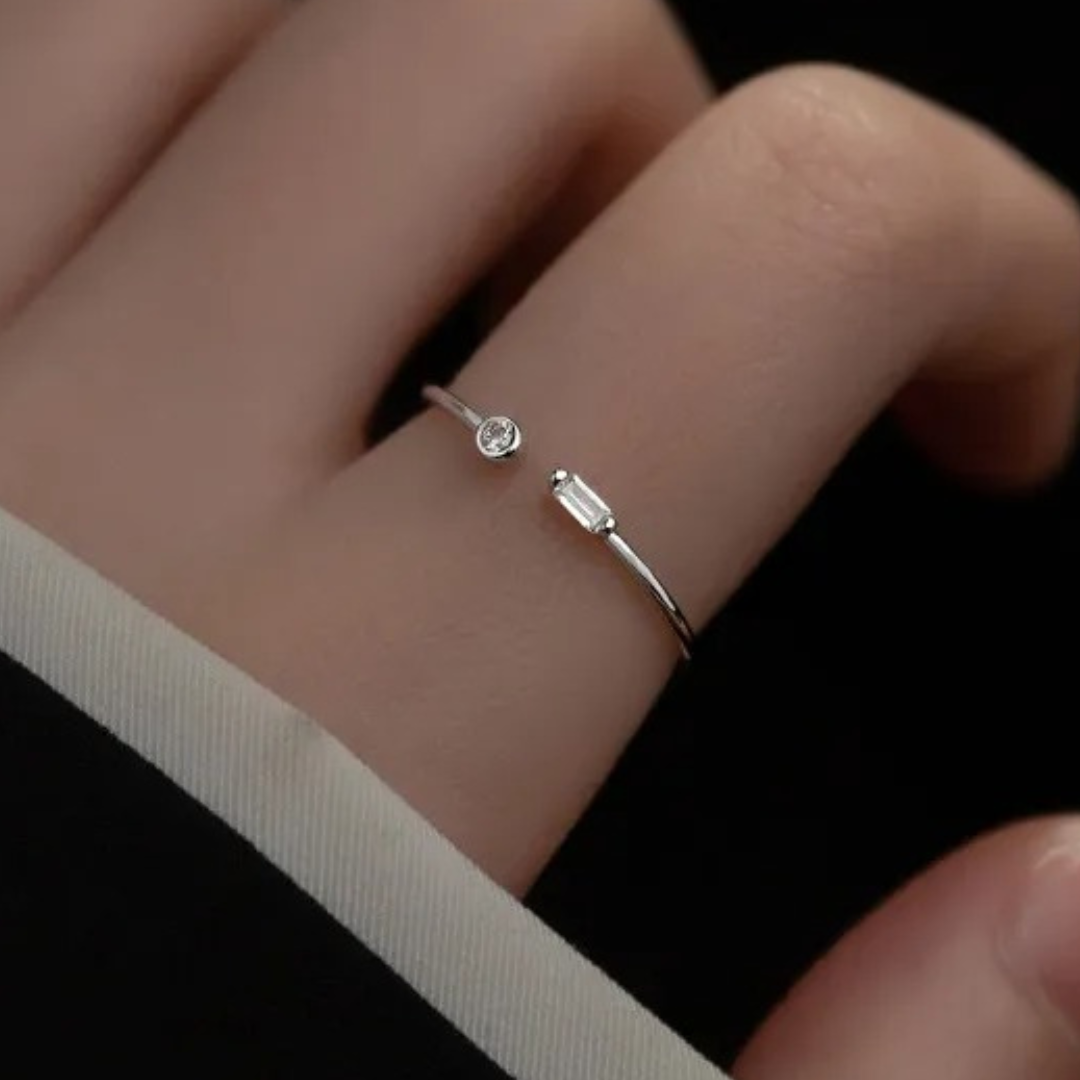 Adjustable Silver-Tone ring with 2 beautiful zirconias