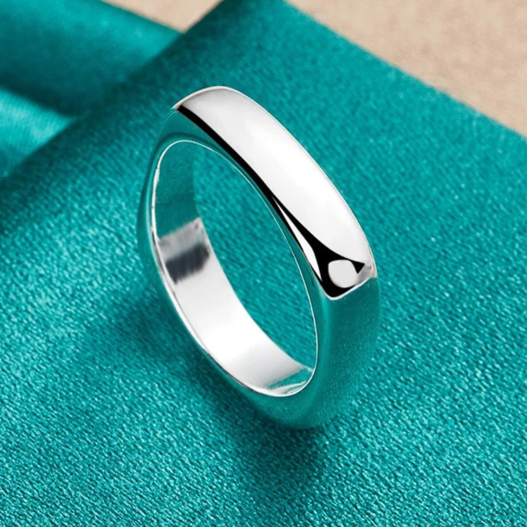 Simple adjustable square Silver-Tone ring