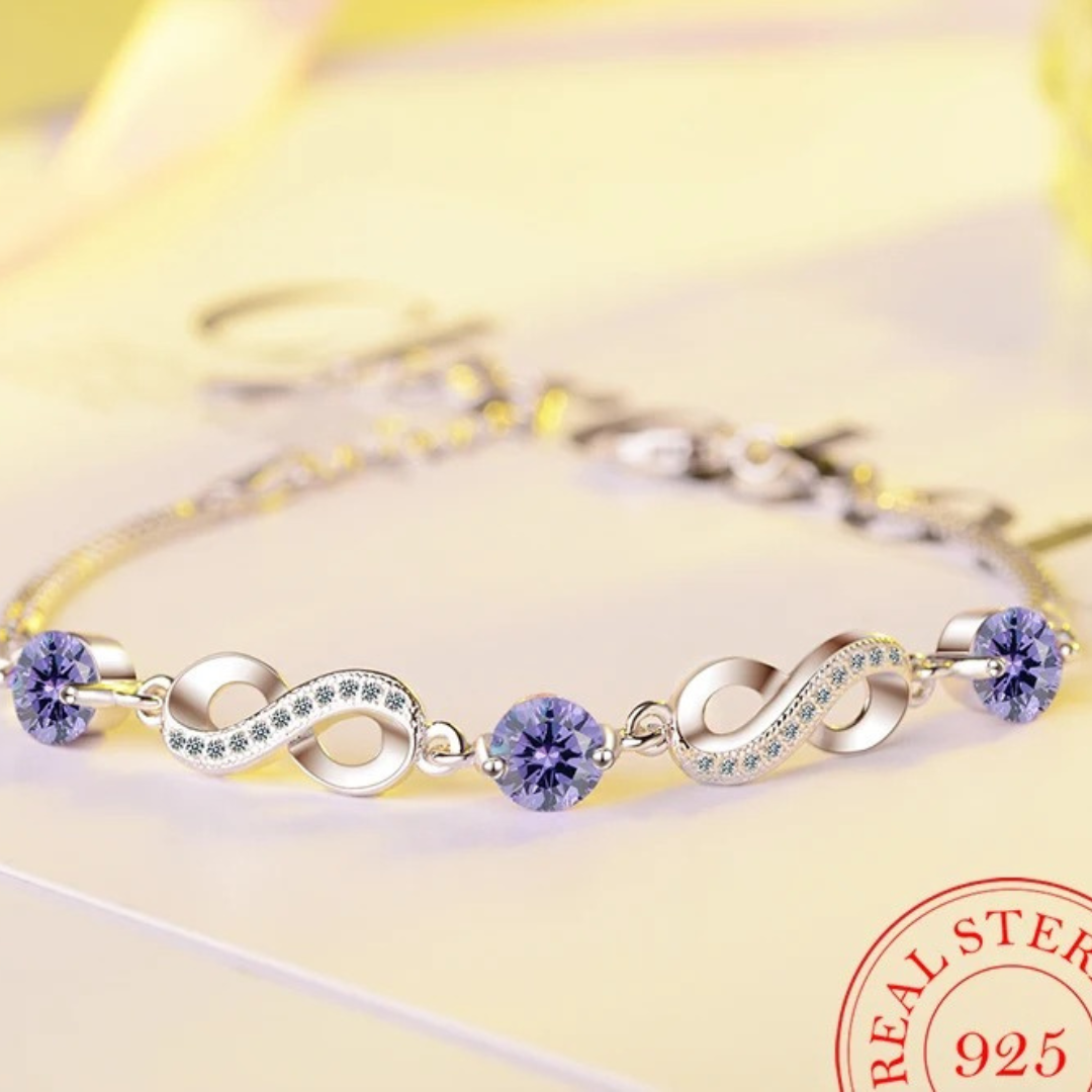 Fine Silver-Tone bracelet with colored zirconium stones