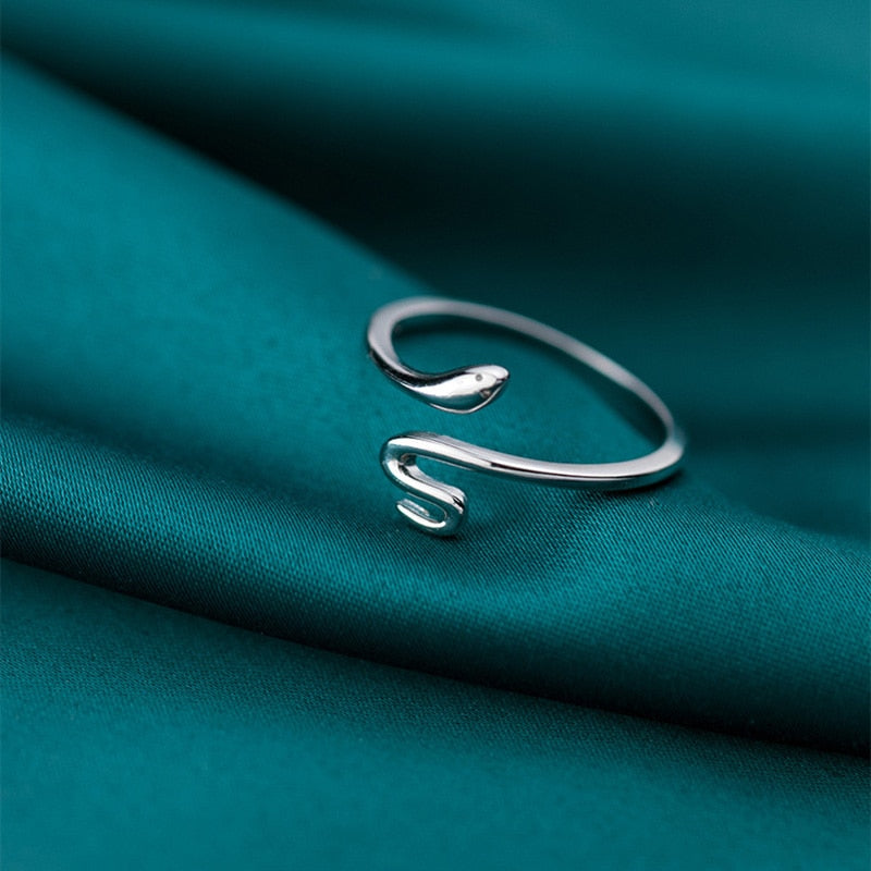 Adjustable Silver-Tone snake-shaped ring