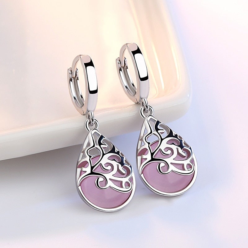Silver-Tone Tree of Life Earrings
