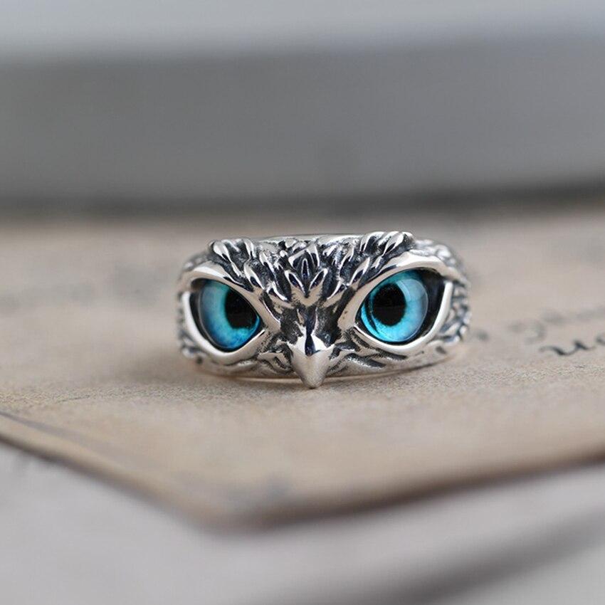 Adjustable Lucky Owl Ring in Silver and opal-style
