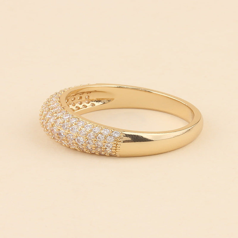 Gold-Tone glass stone Dome Ring