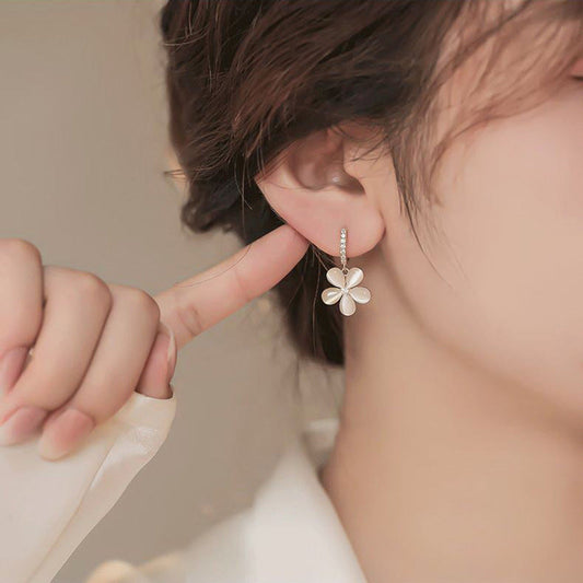 Pristine petal earrings with opal-style