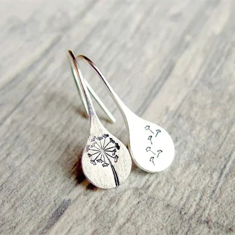 Vintage Silver-Tone Flower Earrings