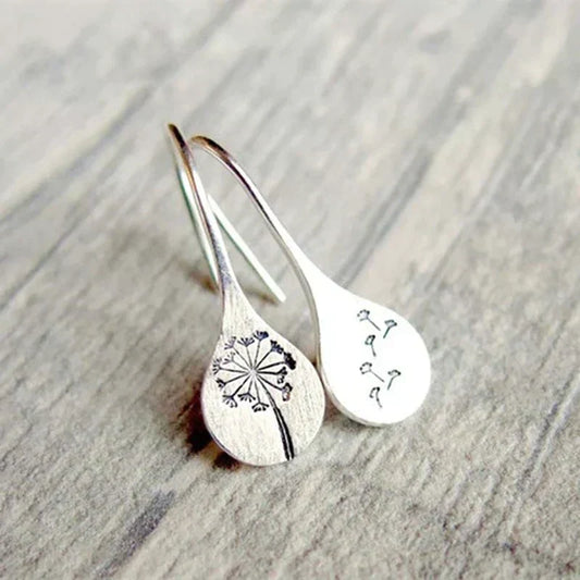 Vintage Silver-Tone Flower Earrings