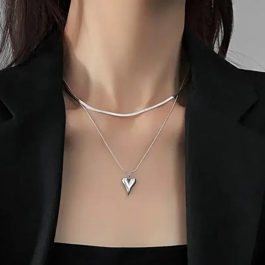 Silver-Tone Necklace with Bohemian Heart