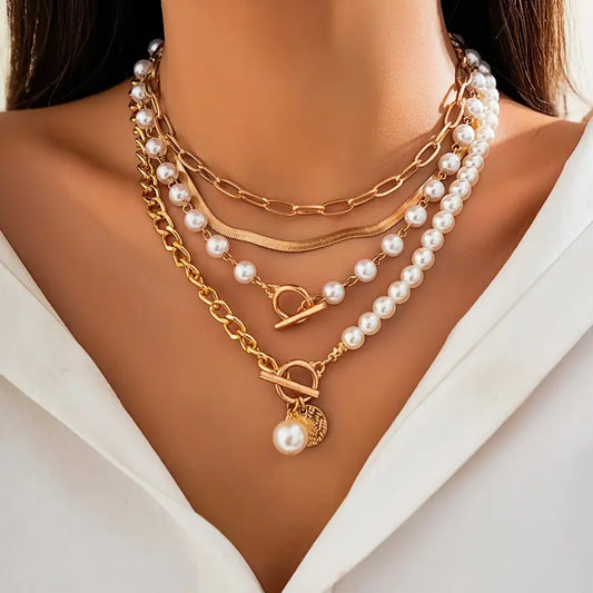 Vintage bead-style Serpent Chain Necklace Set | Gold-Tone