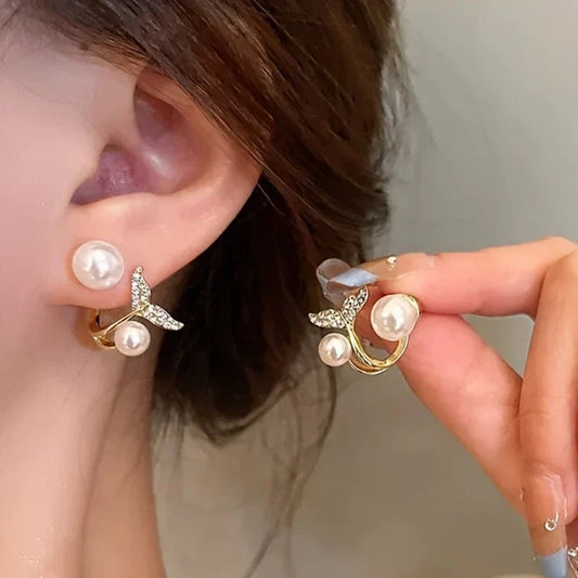 Elegant Mermaid Tail Earrings with bead-style
