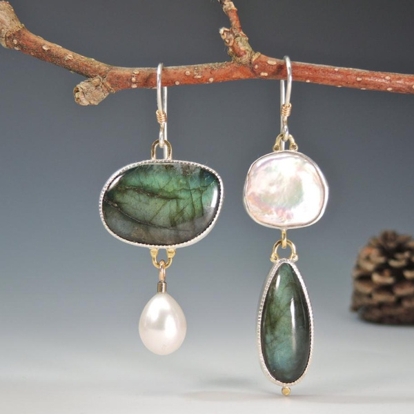 Vintage stone-style Silver Earrings
