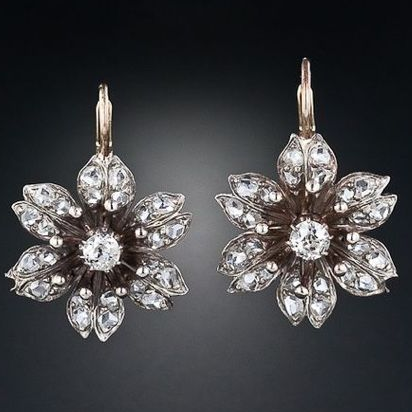 Vintage glass stone Flower Earrings