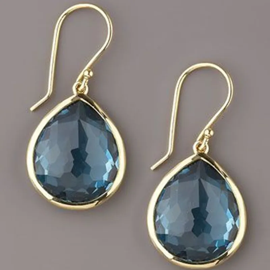 Vintage blue glass stone Drop Earrings