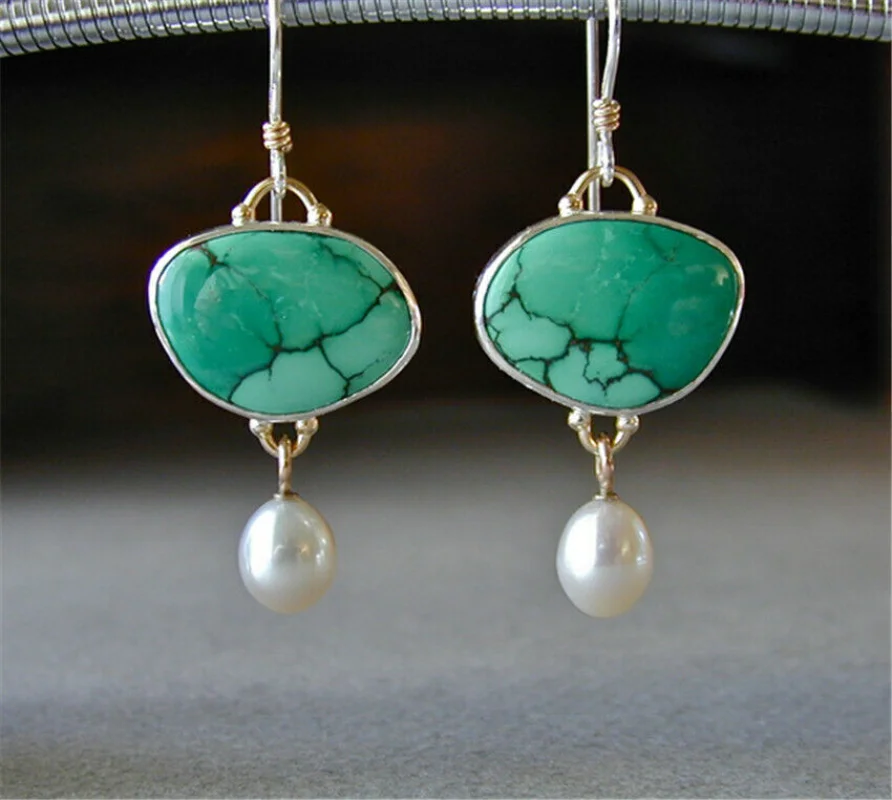 Vintage Turquoise and bead-style Earrings